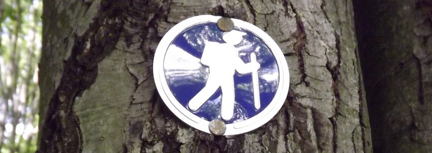 Blue Hiking Sign